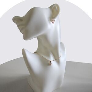 3/25$ Delicate Pink Butterfly Jewelry Set – Gold-Tone Necklace & Earrings